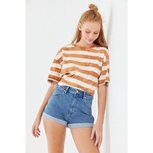 Wrangler Urban Outfitters Hourglass High Rise Denim Shorts Rigid Light Blue 26